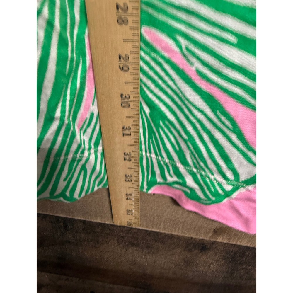 Lilly Pulitzer Pink Green Palm Leaf Print Button Shoulder Shift Dress XXS - Picture 4 of 7